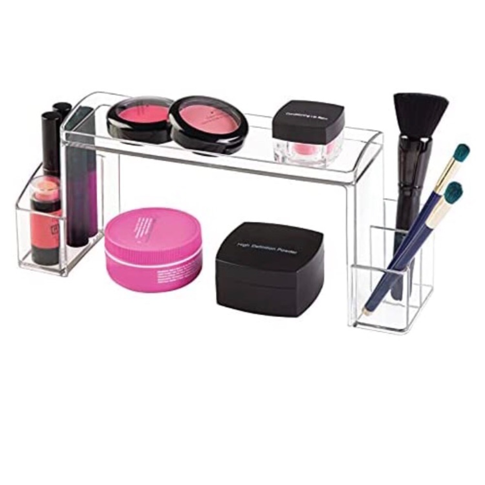 Set of 2 Tier Plastic Medicine Cabinet Organizers
